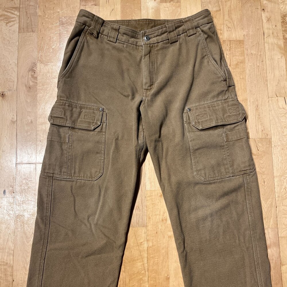 Duluth Trading Men's Fire Hose Fleece-Lined Relaxed Fit Brown Cargo Pants 33x28